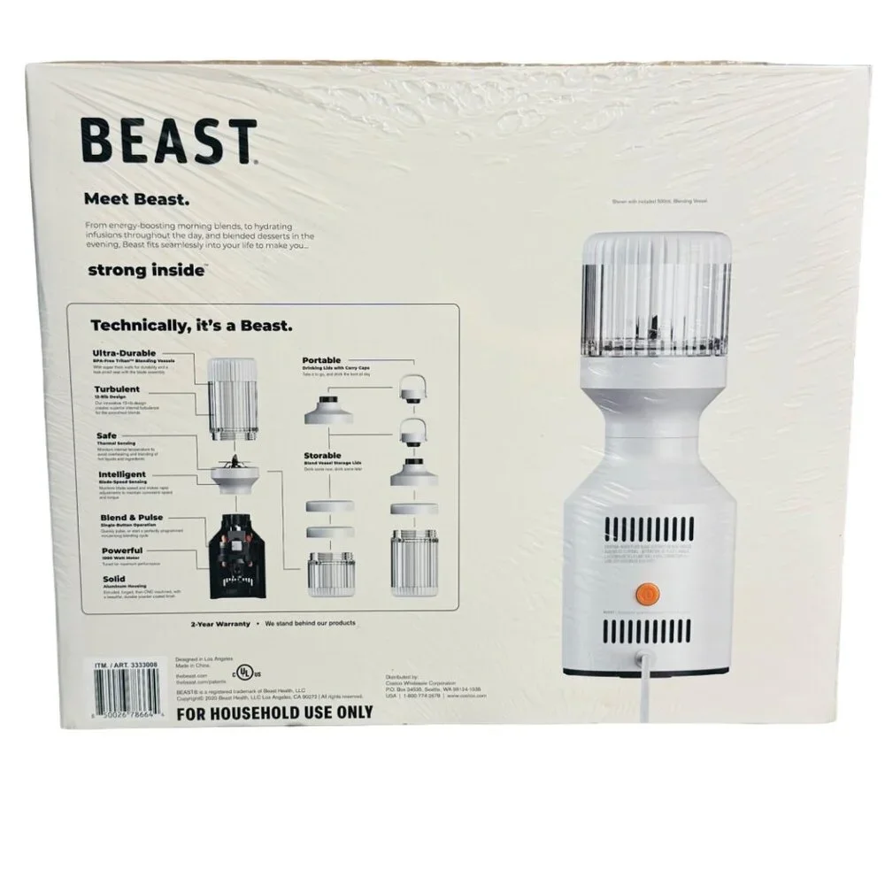 Beast Blender Deluxe B10 with 3 Vessels Storage Lids, 2 Drink Lids, 2 Carry Caps